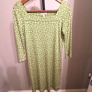 Lilly Pulitzer 100% Silk Dress, Green White Vintage 8/Medium Easter Spring